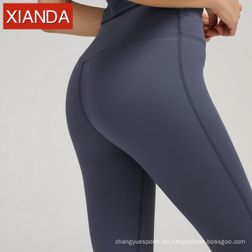 Copa de entrenamiento Damas Yoga Leggings de gimnasio de entrenamiento de cintura alta para mujeres